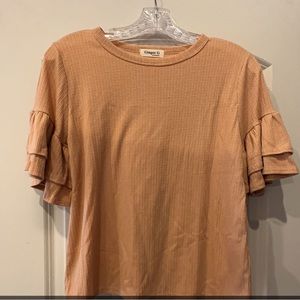 Ginger G Ruffle Sleeve Top, Size Medium, Gold-ish Color
